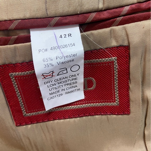 Izod Blazer Men's Size 42R Houndstooth Tan Navy Maroon 2 Button Sport Coat Work - Picture 7 of 12